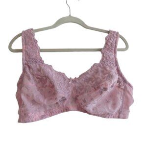 AMOUREUSE Blush Lilac Pink Lace Floral Embroidered Wireless Bra - Size 44B
